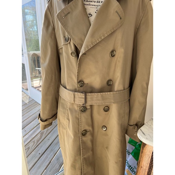 Vintage London Fog Brown Tan Double breasted Lined Trench coat with belt - Picture 6 of 14